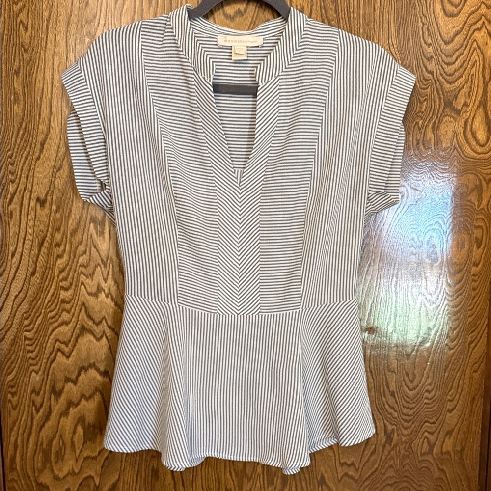 Monteau Black and White Striped Blouse